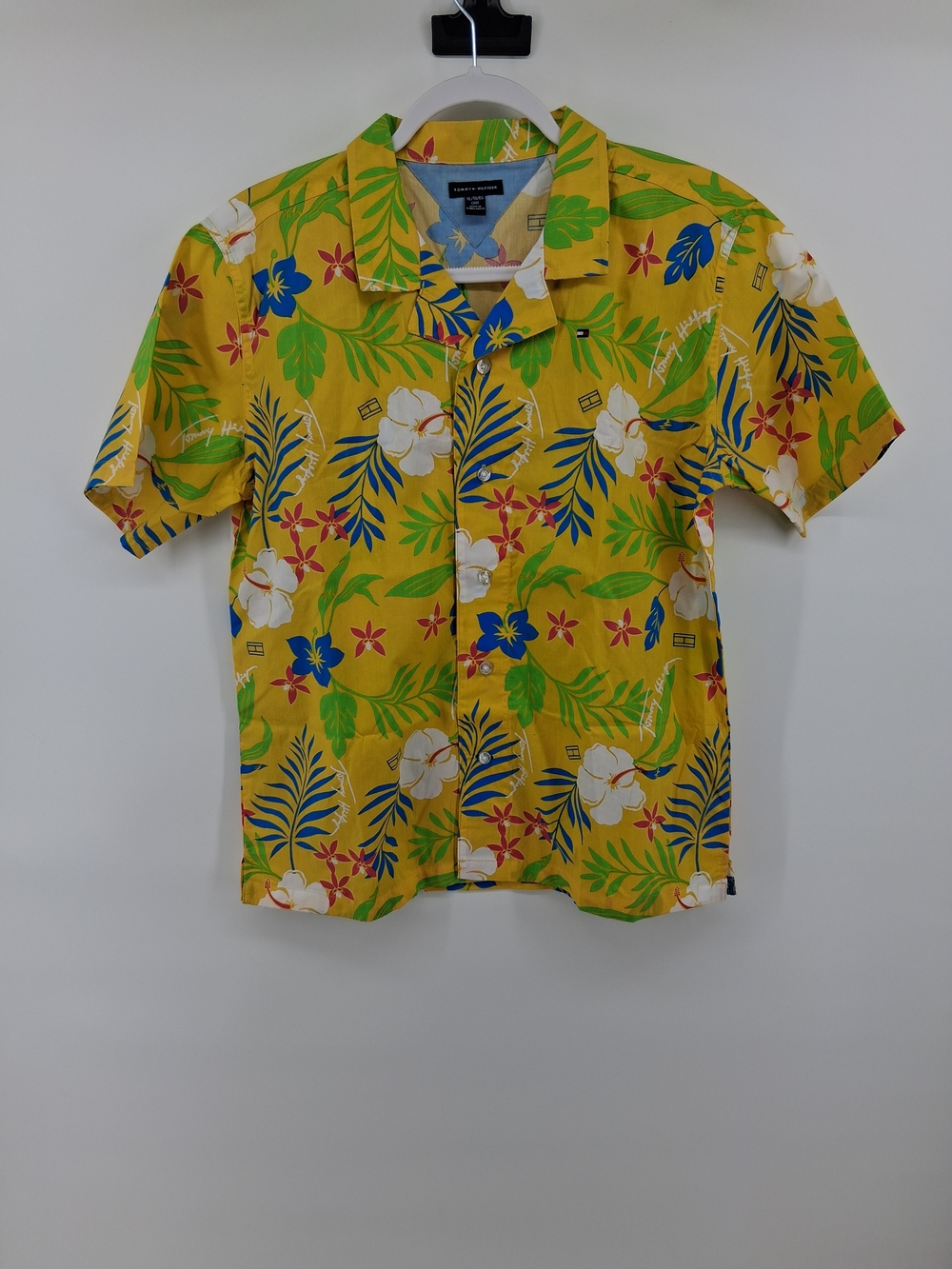 Tommy Hilfiger Yellow Floral Camp Shirt with Green & Blue Accents